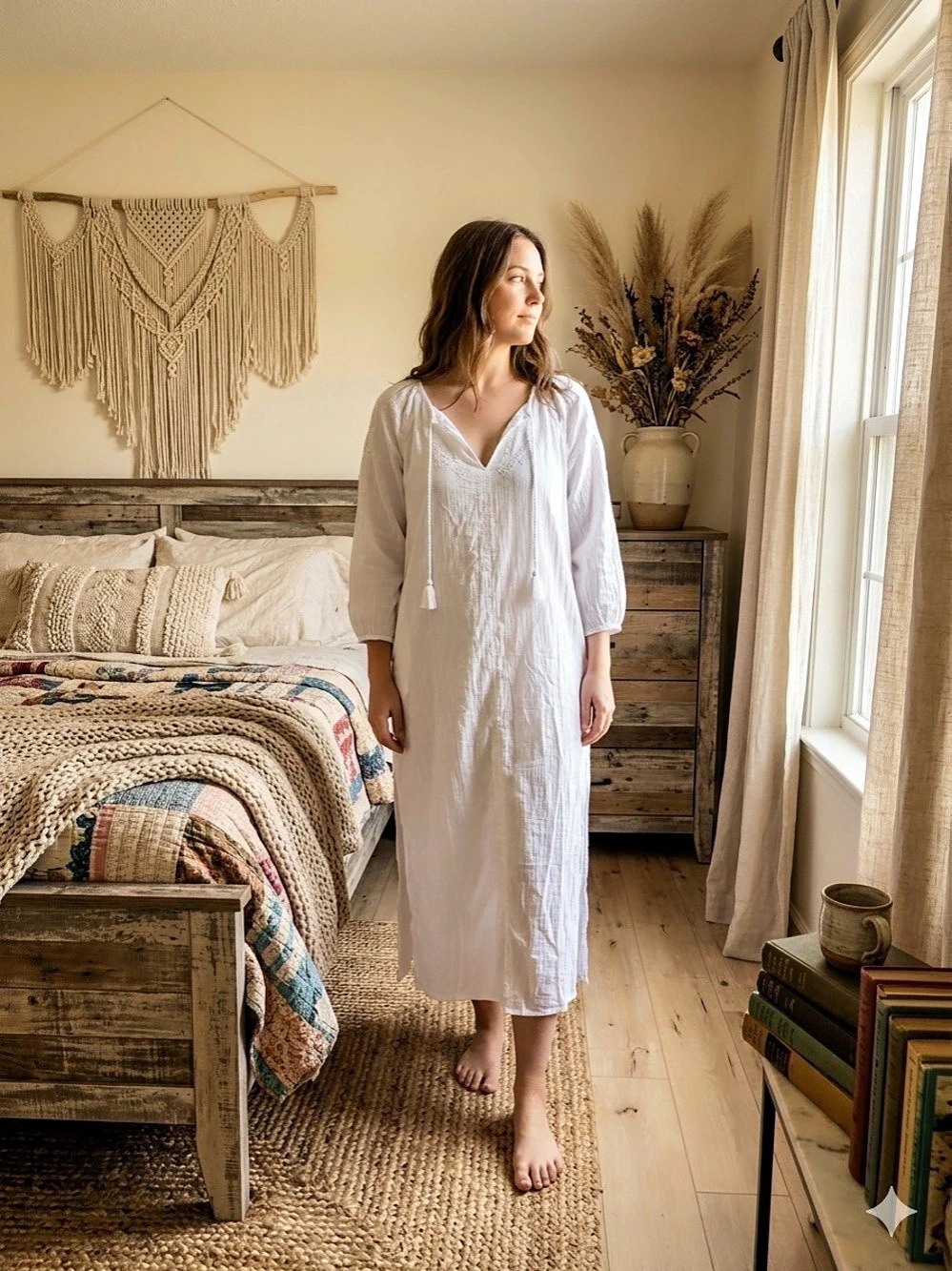 NWOT Old Navy Embroidered Maxi Dress/ Nightgown in White Size Medium Petite